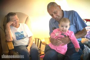 Meeting her great grandparents for the first time