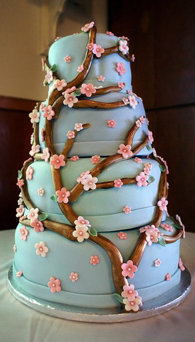 cherry blossom wedding cake