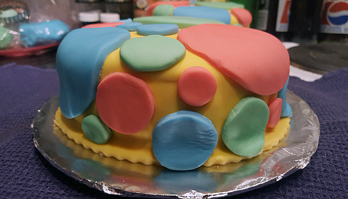 Mr Tumble's spotty birthday cake