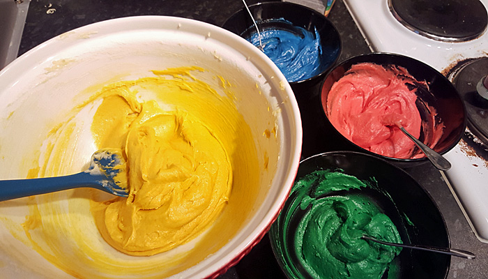 Mr Tumble's spotty cake batter