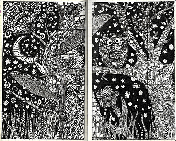 Peek inside my sketchbooks: zentangles and mandalas